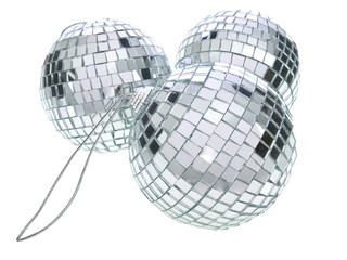 Christmas disco balls isolated on white background