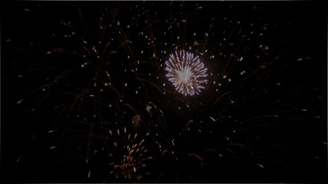 Fireworks at night above Soca river