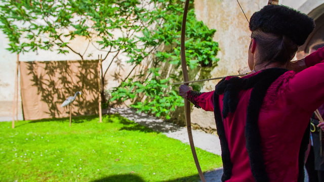 Castle staff practicing archery
