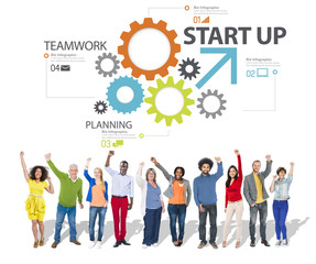 Fototapeta premium Startup New Business Plan Strategy Teamwork Concept