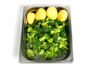 potato and broccoli isolated on white