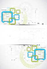 Abstract technology square background with cogwheels