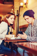 Lovely Couple In Cafe