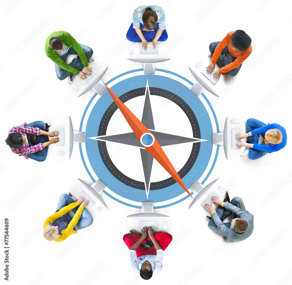 Poster navigation compass direction exploration guide journey concept
