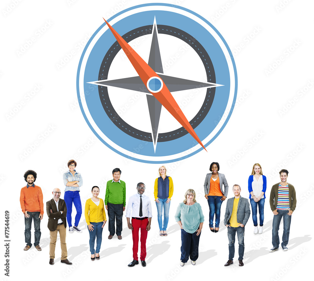 Poster navigation compass direction exploration guide journey concept