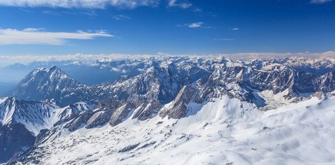 winter landscape of Alps mountain from Zugspitze top of Germany