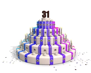 Deurstickers Vrolijke taart met cijfer 31 © emieldelange