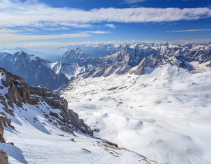 Naklejka premium winter landscape of Alps mountain from Zugspitze top of Germany