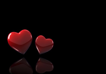 Hearts on black