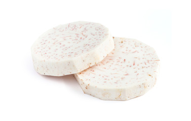 Taro slice isolated on white background