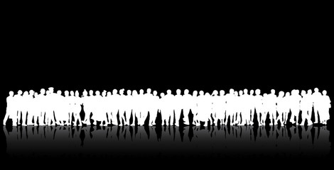 People silhouettes group women and men