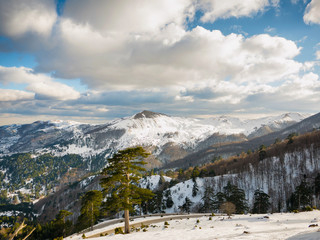 landscape of mountain with snow