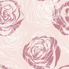 Vector pink inspired seamless floral pattern with roses