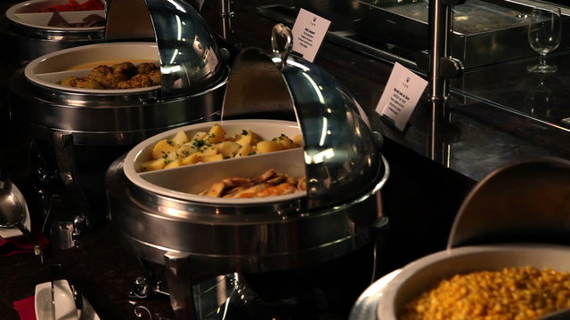 Pan shot of the selfservice dinner buffet