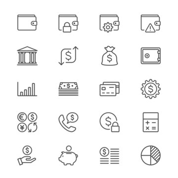 Financial management thin icons