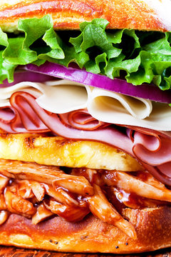Tall Hawaiian Chicken Sandwich Closeup