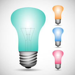 Set colorful bulbs on the gray background