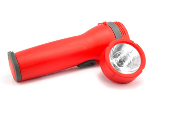 plastic torch flashlight isolated on white back ground