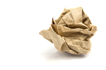 Crumpled paper ball isolate on white background