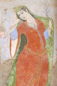 Fresco at the Ali Qapu palace in Isfahan, Iran.