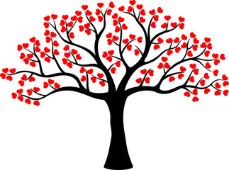 Stylized love tree made of hearts