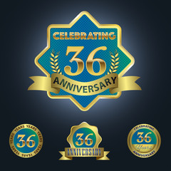 Celebrating 36 Years Anniversary - Blue seal with golden ribbon