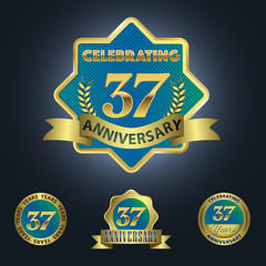 Celebrating 37 Years Anniversary - Blue seal with golden ribbon