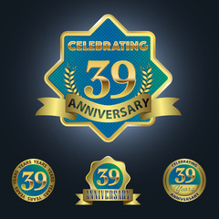 Celebrating 39 Years Anniversary - Blue seal with golden ribbon