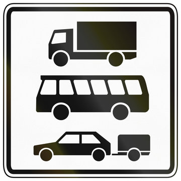 German traffic sign additional panel to specify the meaning of other signs: Lorries, buses and cars with trailer only
