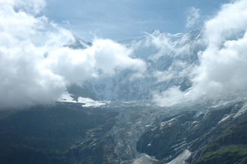 Glacier in valley nearby Grindelwald in Switzerland