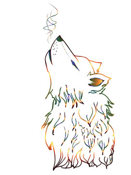 Colorful Howling Wolf
