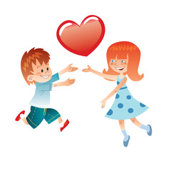 Love the boy and girl with a red heart