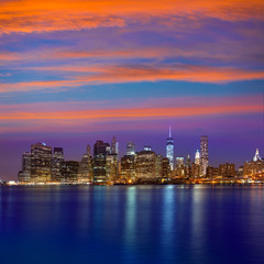 Fototapeta na wymiar Manhattan sunset skyline New York NYC US