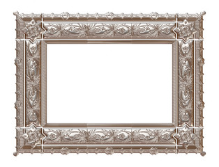 antique silver frame isolated on white background