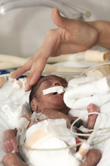 Obraz na płótnie Canvas Newborn and hand