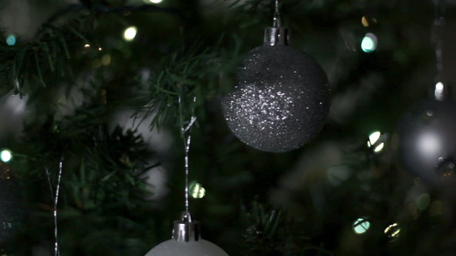 close up shot of decorative silver balls at new year