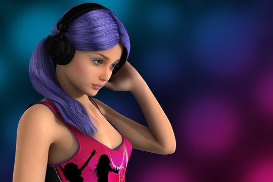 Young pretty dolly with headphones