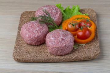 Raw burger cutlet