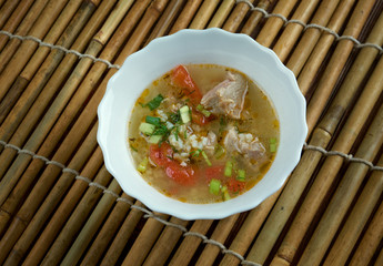 Boiled rice pork or mush