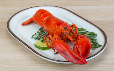 Red boiled lobster
