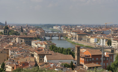 Fototapeta na wymiar Florence cityscape with bridges over Arno river
