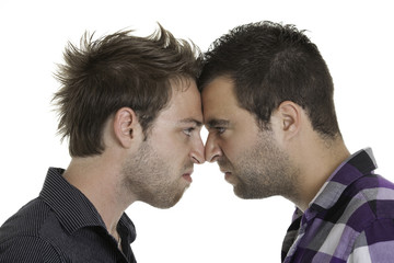 Two best friend in front of a white background