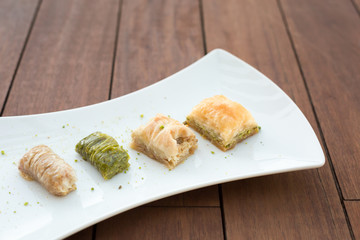 Variety of turkish baklava
