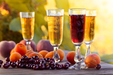 Sweet wine and fruits