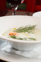 Cream soup with salmon