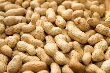 close-up of many peanuts. background