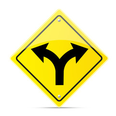 Turn left or right road sign