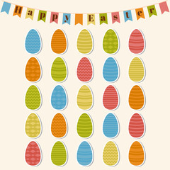 Happy Easter. Easter eggs. Set of Easter elements