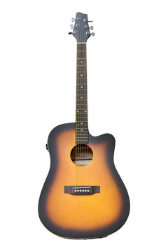 The image of acoustic guitar isolated under the white background