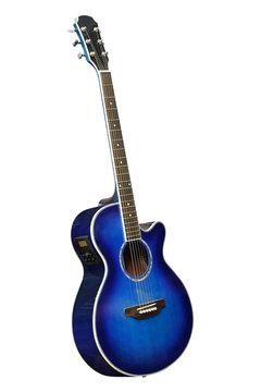 The image of blue acoustic guitar